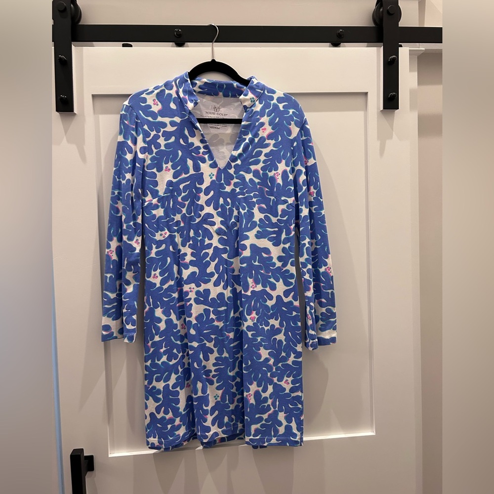 MAHI GOLD Blue Reef Tunic Dress Rare M - Picture 2 of 4